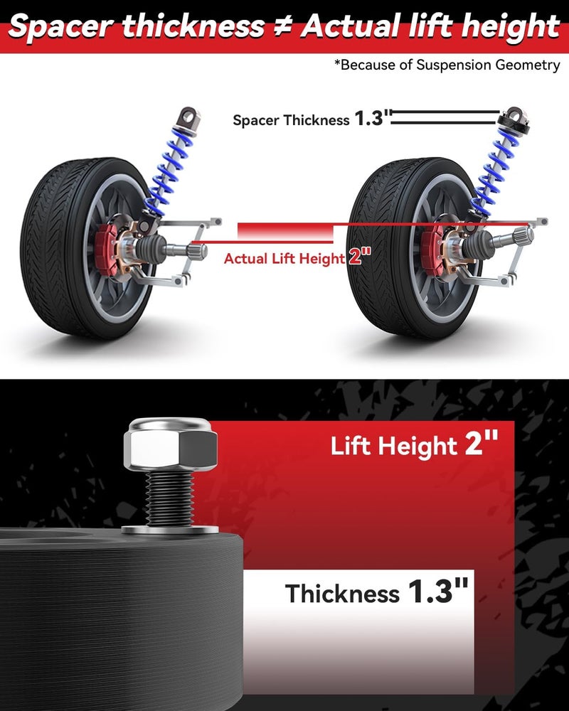 PROEZE 2" Leveling Lift Kits for 2007-2026 Silverado 1500/2007-2026 Sierra 1500, 2 inch Forged Front Strut Spacers Suspension Leveling Kits - Image 4